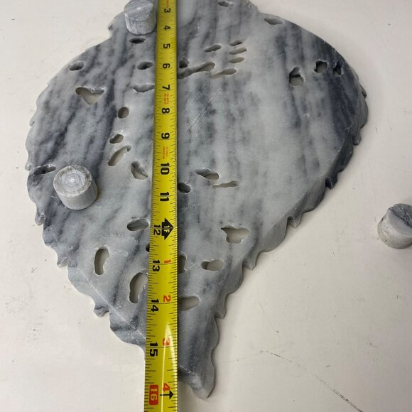 Hand-Carved Marble Decorative Dish Dragon Lotus Design Oyster Plate Candle Tray - Picture 5 of 13